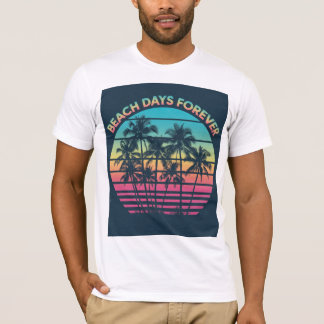 Beach Days Forever Retro Sonnenuntergang Palmen Bä T-Shirt