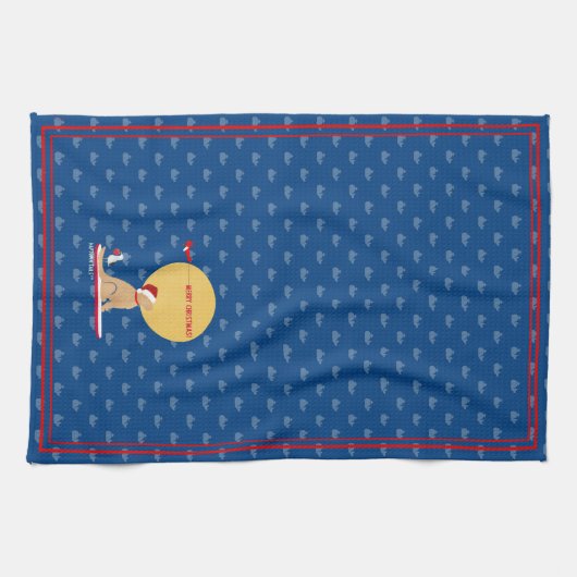 Beach Days Golden Christmas Whales Küche Handtuch (Horizontal)
