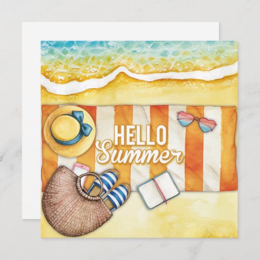 Beach Days Hello Summer Grußkarte (Vorne/Hinten)