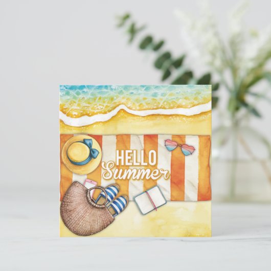 Beach Days Hello Summer Grußkarte (Stehend Vorderseite)