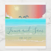 Beach Delphine Hochzeit Wein Flasche Etikett (Einzelnes Label)