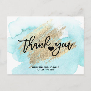 BEACH Destination Aqua Wedding Vielen Dank   FOTO Postkarte