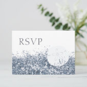Beach Destination Blue Whimsical RSVP Card (Stehend Vorderseite)