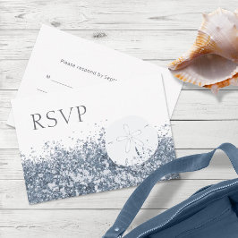 Beach Destination Blue Whimsical RSVP Card Karte