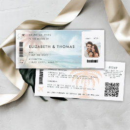 Beach Destination Boarding Pass QR Alleine Hochzei Einladung
