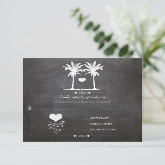 Beach Destination Chalkboard Typografie UAWG RSVP Karte (Stehend Vorderseite)