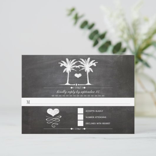 Beach Destination Chalkboard Typografie UAWG RSVP Karte (Stehend Vorderseite)
