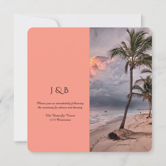 Beach Destination Custom Wedding Einladung (Rückseite)