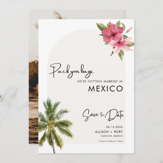 Beach Destination Foto Hochzeit Save The Date (Vorne/Hinten)