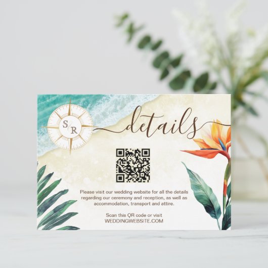 Beach Destination Passport Compass QR Code Details Begleitkarte (Stehend Vorderseite)