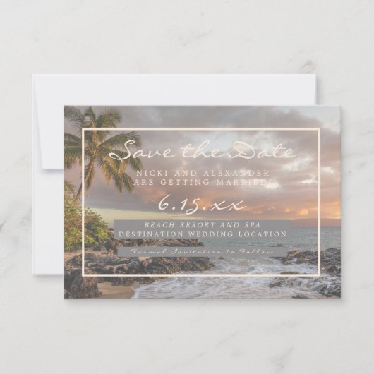 Beach Destination Rette unser Datum Hochzeit kein Save The Date (Vorderseite)