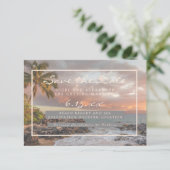 Beach Destination Rette unser Datum Hochzeit kein Save The Date (Stehend Vorderseite)