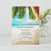 Beach Destination Tropical Wedding Einladung (Stehend Vorderseite)
