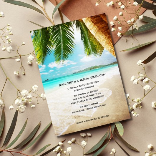 Beach Destination Tropical Wedding Einladung