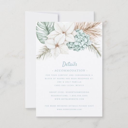 Beach Destination Winter Wedding | Details RSVP Karte (Vorderseite)