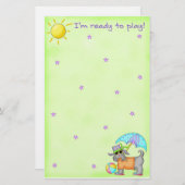 Beach Dog Whimsy Art Green Blue Briefpapier (Vorne/Hinten)