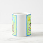 Beach Dog Whimsy Art Green Blue Kaffeetasse (Mittel)
