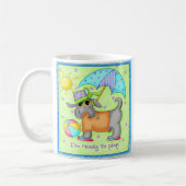 Beach Dog Whimsy Art Green Blue Kaffeetasse (Links)