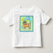 Beach Dog Whimsy Art Green Blue Kleinkind T-shirt (Vorderseite)