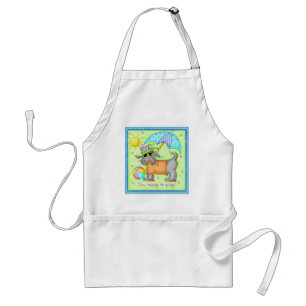 Beach Dog Whimsy Art Green Blue Schürze