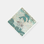 Beach Dolphin Damask Hochzeitstag Serviette (Ecke)
