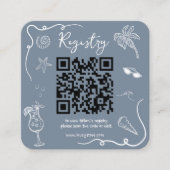 Beach Doodle Bridal Shower QR Code Registry Begleitkarte (Vorderseite)