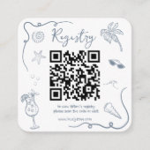 Beach Doodle QR Code Bridal Shower Registry Begleitkarte (Vorderseite)