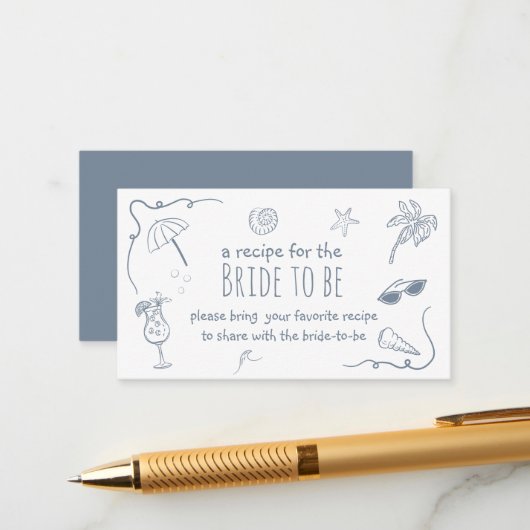 Beach Doodle Share a Recipe Bridal Shower  Begleitkarte (Vorderseite/Rückseite Beispiel)