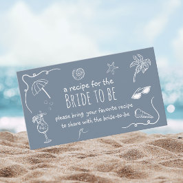 Beach Doodle Share a Recipe Bridal Shower Begleitkarte