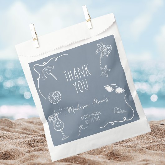 Beach Doodle Thank You Bridal Shower Geschenktütchen
