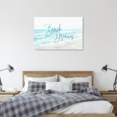 Beach Dreams Inspiration Zitat Retro Ozeanwellen Leinwanddruck (Insitu (Schlafzimmer))