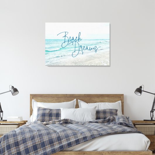 Beach Dreams Inspiration Zitat Retro Ozeanwellen Leinwanddruck (Insitu (Schlafzimmer))