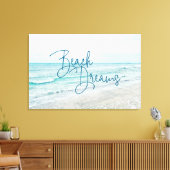 Beach Dreams Inspiration Zitat Retro Ozeanwellen Leinwanddruck (Insitu (Wohnzimmer))