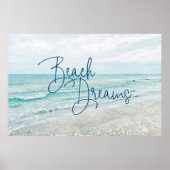 Beach Dreams Inspiration Zitat Retro Ozeanwellen Poster (Vorne)
