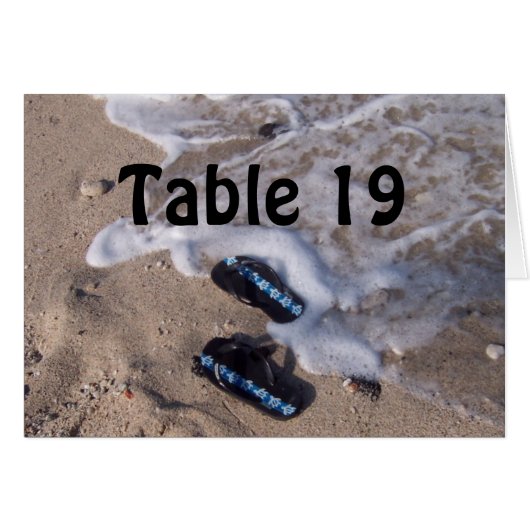 Beach Dreh Flop Sandals Tischnummer Card (Vorderseite (Horizontal))