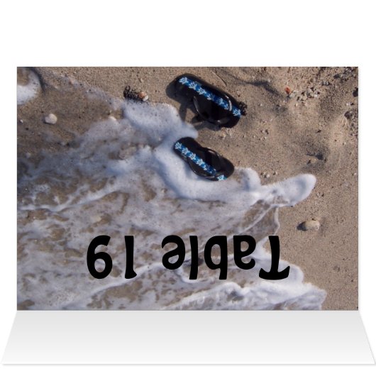 Beach Dreh Flop Sandals Tischnummer Card (Innenansicht Horizontal (Oben))