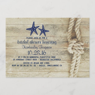 Beach Driftwood Nautical Navy Brautparty Einladung