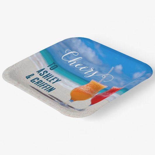 Beach Drinks Bon Voyage Neuerdings tropisch Pappteller (Gewinkelt)