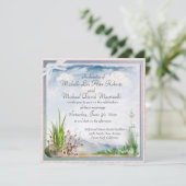 Beach Dune Romance Square Einladung Hochzeit (Stehend Vorderseite)