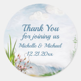 Beach Dune Romance Wedding Classic Round Sticker