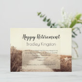 Beach Dunes Happy Retirement Party Einladung (Stehend Vorderseite)