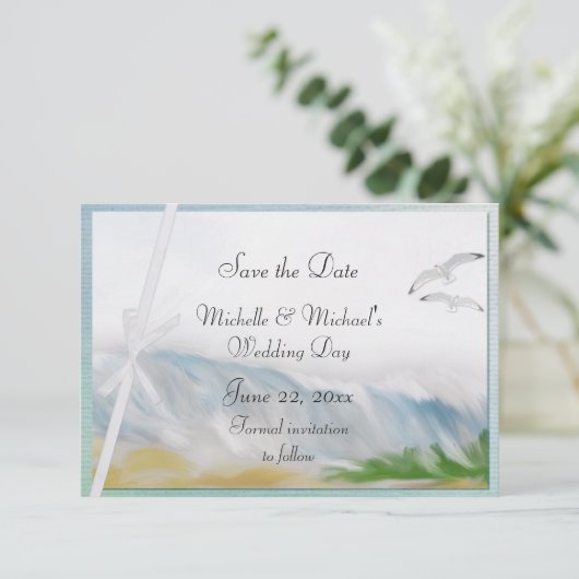 Beach Dunes Romance Save the Date (Stehend Vorderseite)