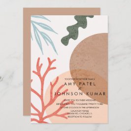Beach Earthy Tone Formen Abstrakte Hochzeit Einladung