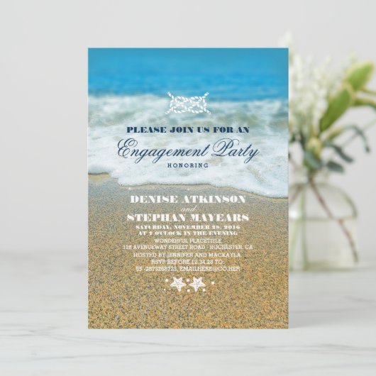 Beach Engagement Party Roope Knot Einladungen (Stehend Vorderseite)
