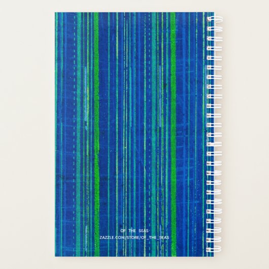 Beach Erinnerungen Nautical Blue Green Strip Noteb Planer (Rückseite)