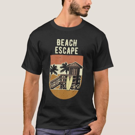 Beach Escape Summer Sayings Tropical Quotes Ocean T-Shirt (Vorderseite)