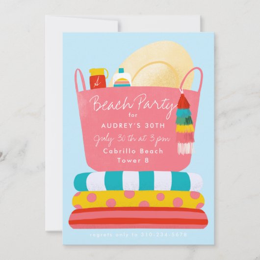 Beach Essentials Summer Beach Party Einladung (Vorderseite)