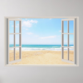 Beach Fake Window Zuhause Office Wall Decoder Post Poster