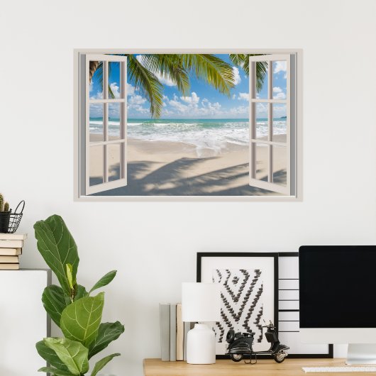 Beach Fake Window Zuhause Office Wall Decoder Post Poster (Heimbüro)