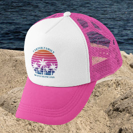 Beach Family Wiedersehen Custom Cruise Pink Palm T Truckerkappe